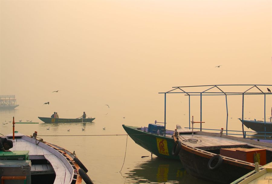 Boats at dawn on the Ganges